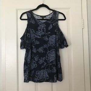 Banana Republic Dark Blue Open Shoulder Blouse